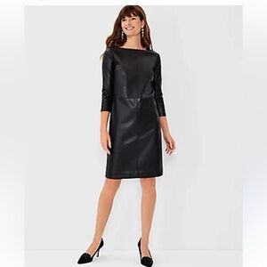 Ann Taylor Seamed Faux Leather Shift Dress